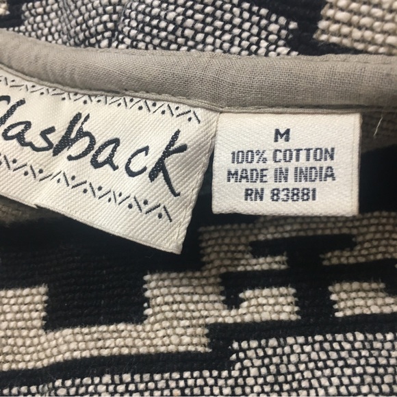 Vintage Flashback Womens Aztec Western  Blanket Oversized Jacket Tan Blue Size M - Picture 9 of 13